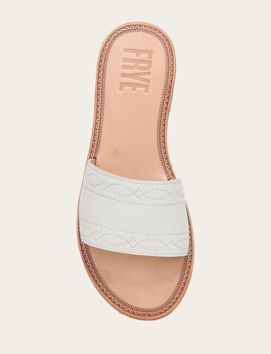 Frye Women's White Ava Woodstock Slide Sandals / White