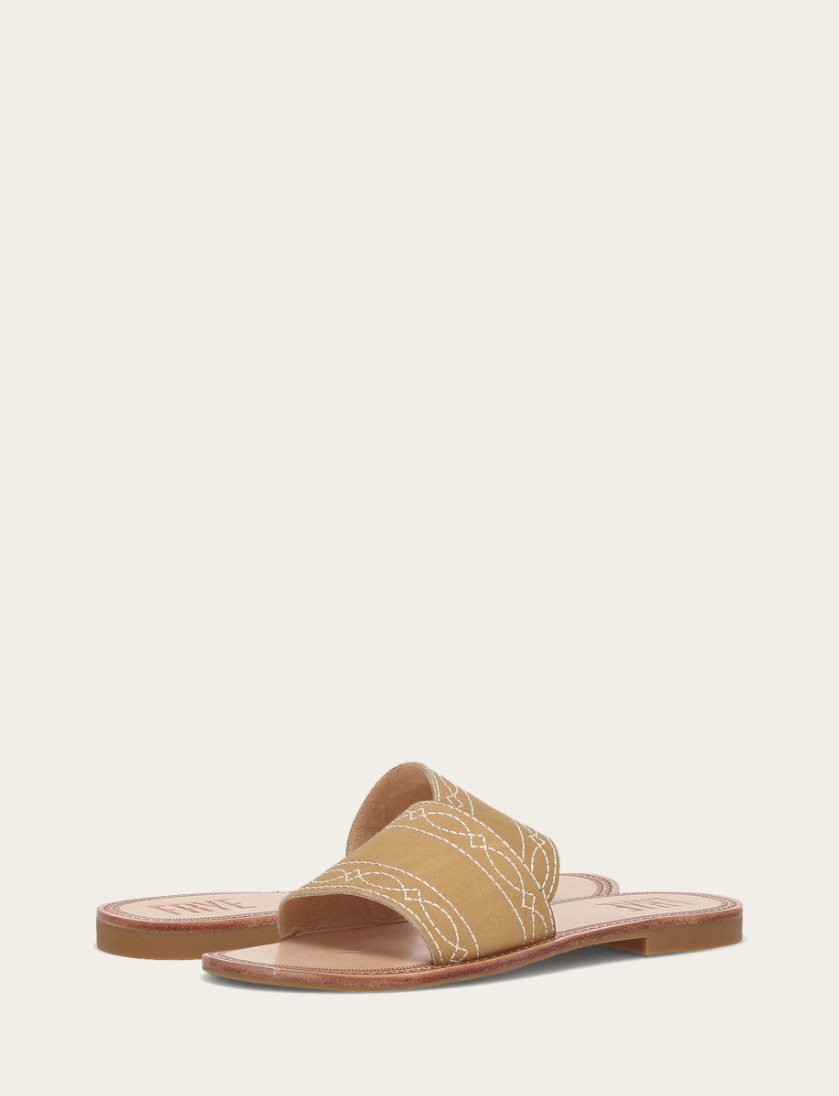 Frye Women's Banana Ava Woodstock Slide Sandals / Banana