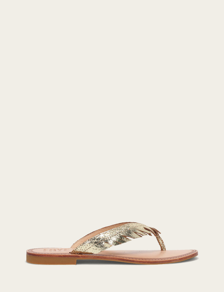 Frye Women's Gold Mirror Ava Fringe Sandals / Gold Mirror