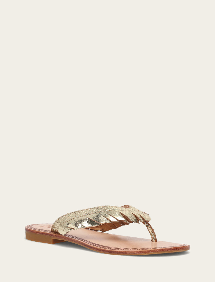 Frye Women's Gold Mirror Ava Fringe Sandals / Gold Mirror