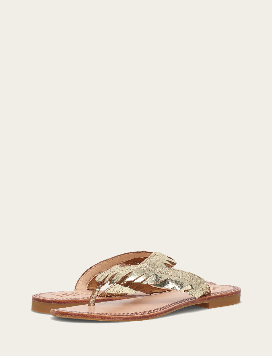 Frye Women's Gold Mirror Ava Fringe Sandals / Gold Mirror