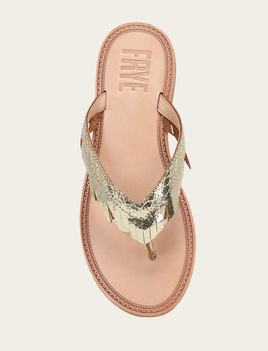 Frye Women's Gold Mirror Ava Fringe Sandals / Gold Mirror