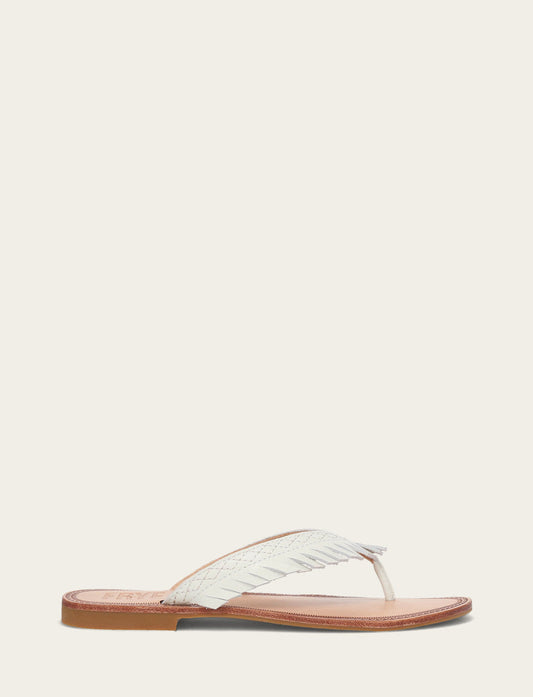 Frye Women's White Ava Fringe Sandals / White