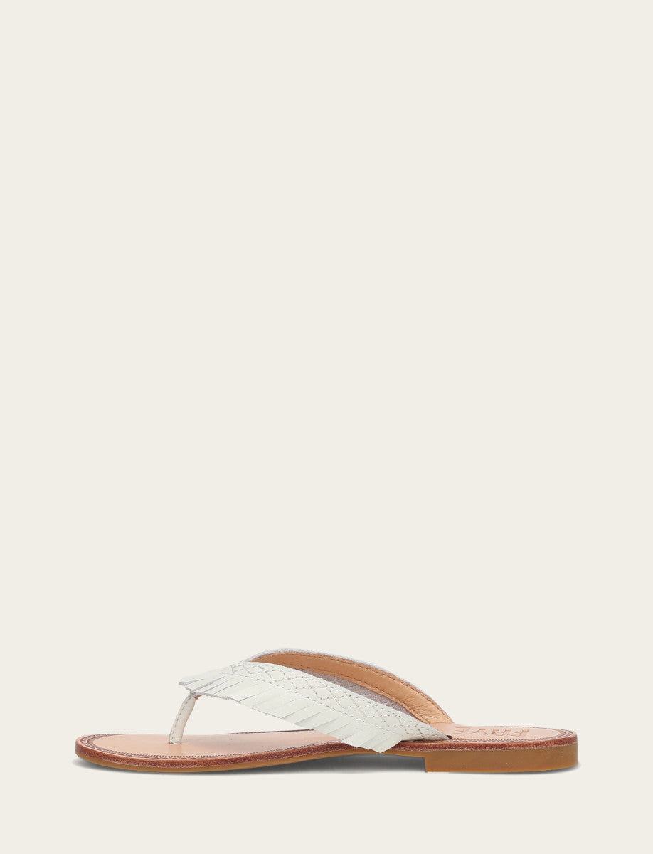 Frye Women's White Ava Fringe Sandals / White