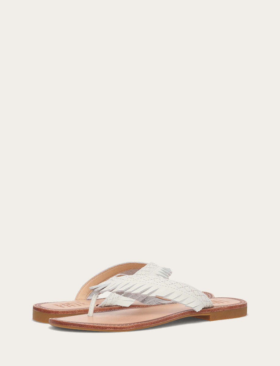 Frye Women's White Ava Fringe Sandals / White
