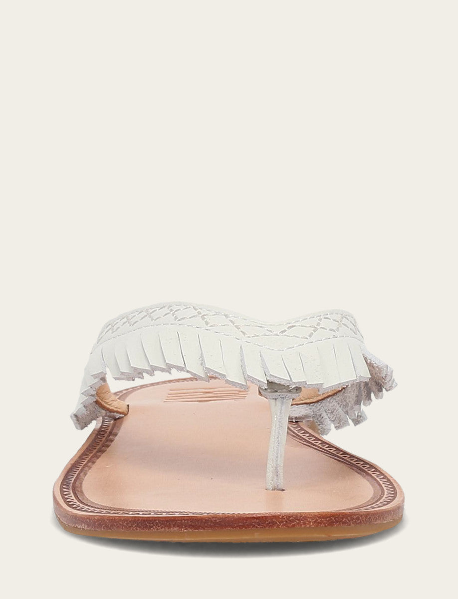 Frye Women's White Ava Fringe Sandals / White