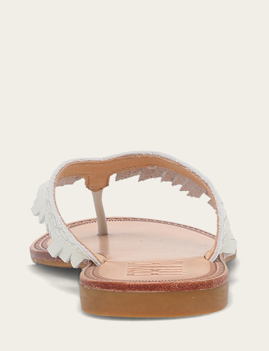 Frye Women's White Ava Fringe Sandals / White