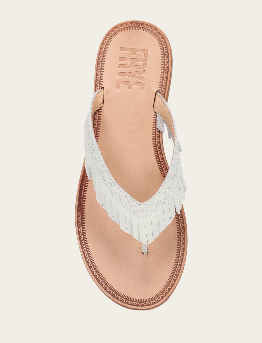 Frye Women's White Ava Fringe Sandals / White