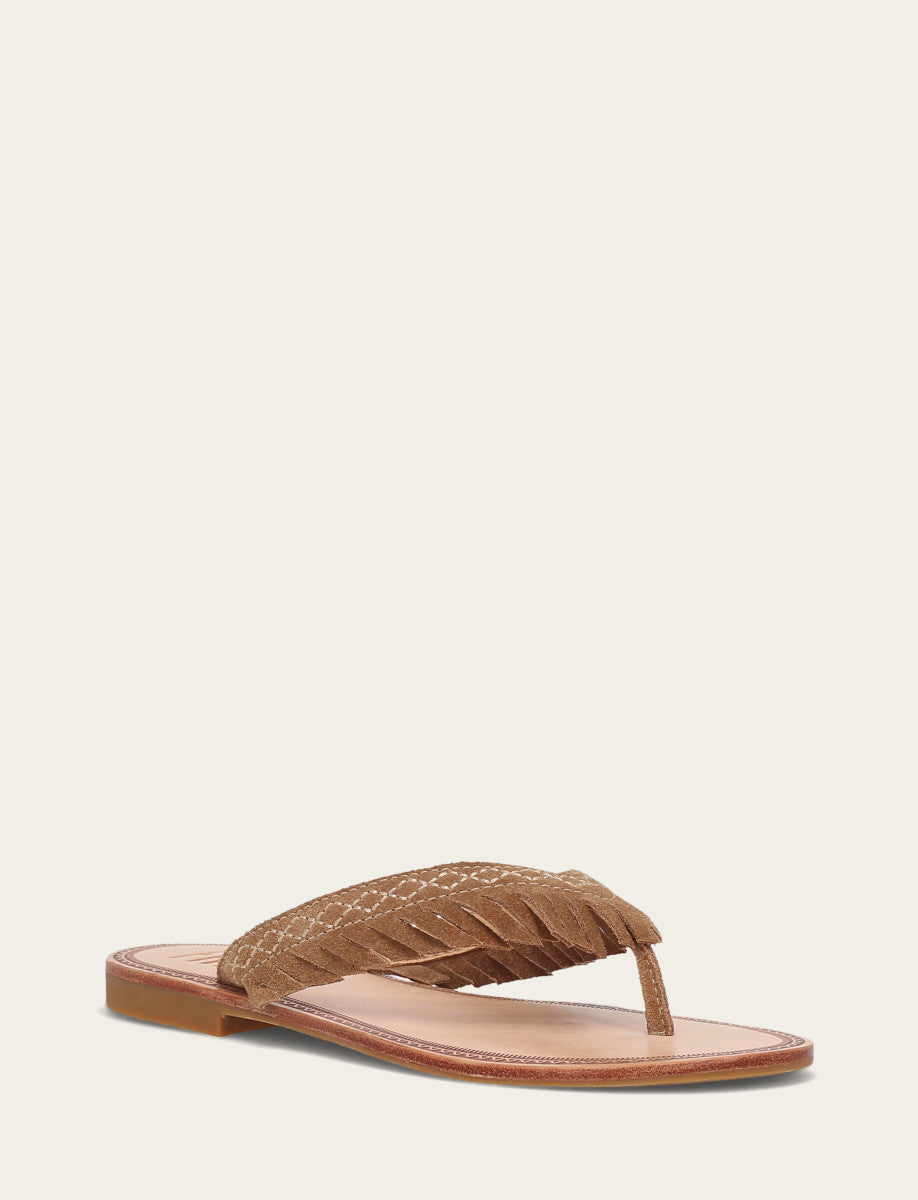 Frye Women's Almond Ava Fringe Sandals / Almond