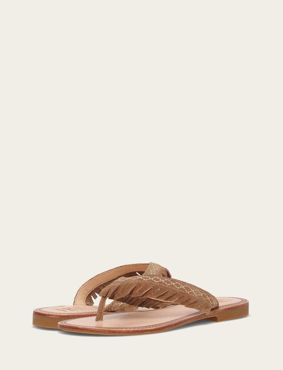 Frye Women's Almond Ava Fringe Sandals / Almond