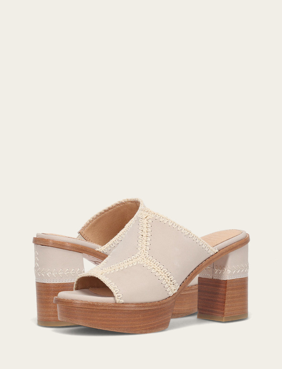 Frye Women's Ivory Pipa Crochet Platform Sandals / Ivory