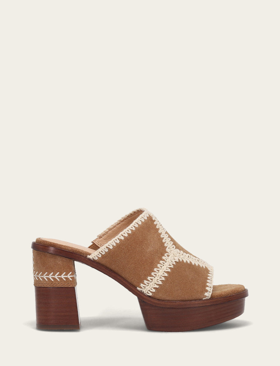 Frye Women's Almond Pipa Crochet Platform Sandals / Almond