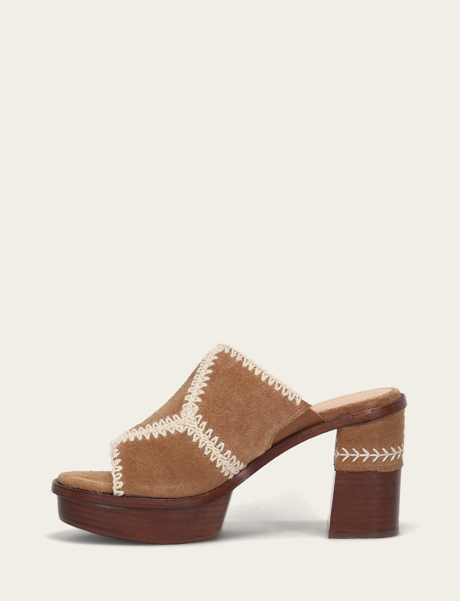 Frye Women's Almond Pipa Crochet Platform Sandals / Almond