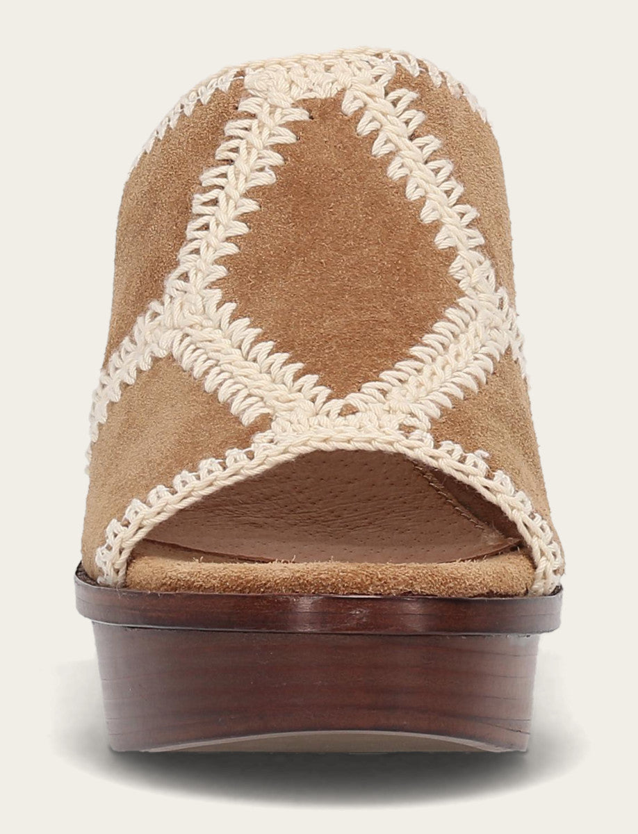Frye Women's Almond Pipa Crochet Platform Sandals / Almond