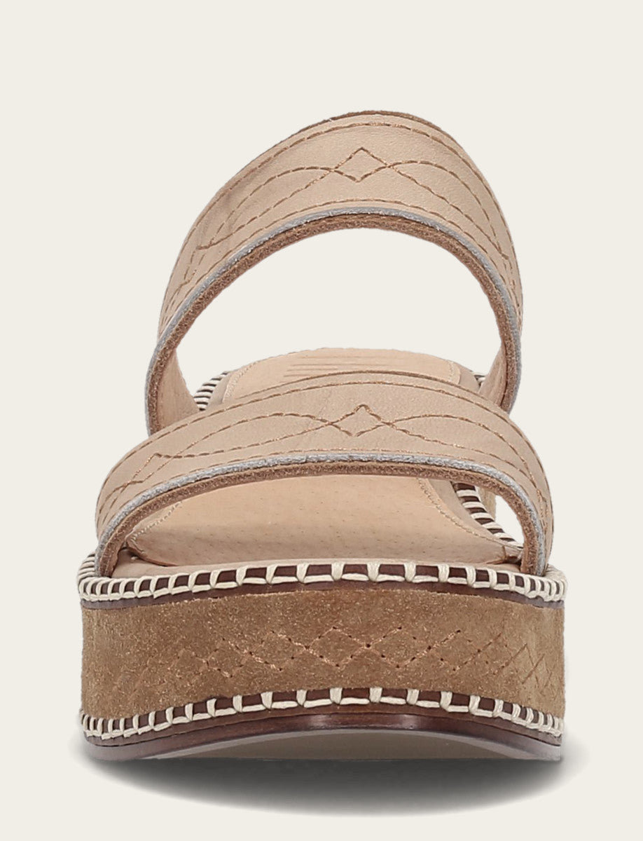 Frye Women's Almond Joy Woodstock 2 Band Platform Slide Sandals / Natural/ Almond