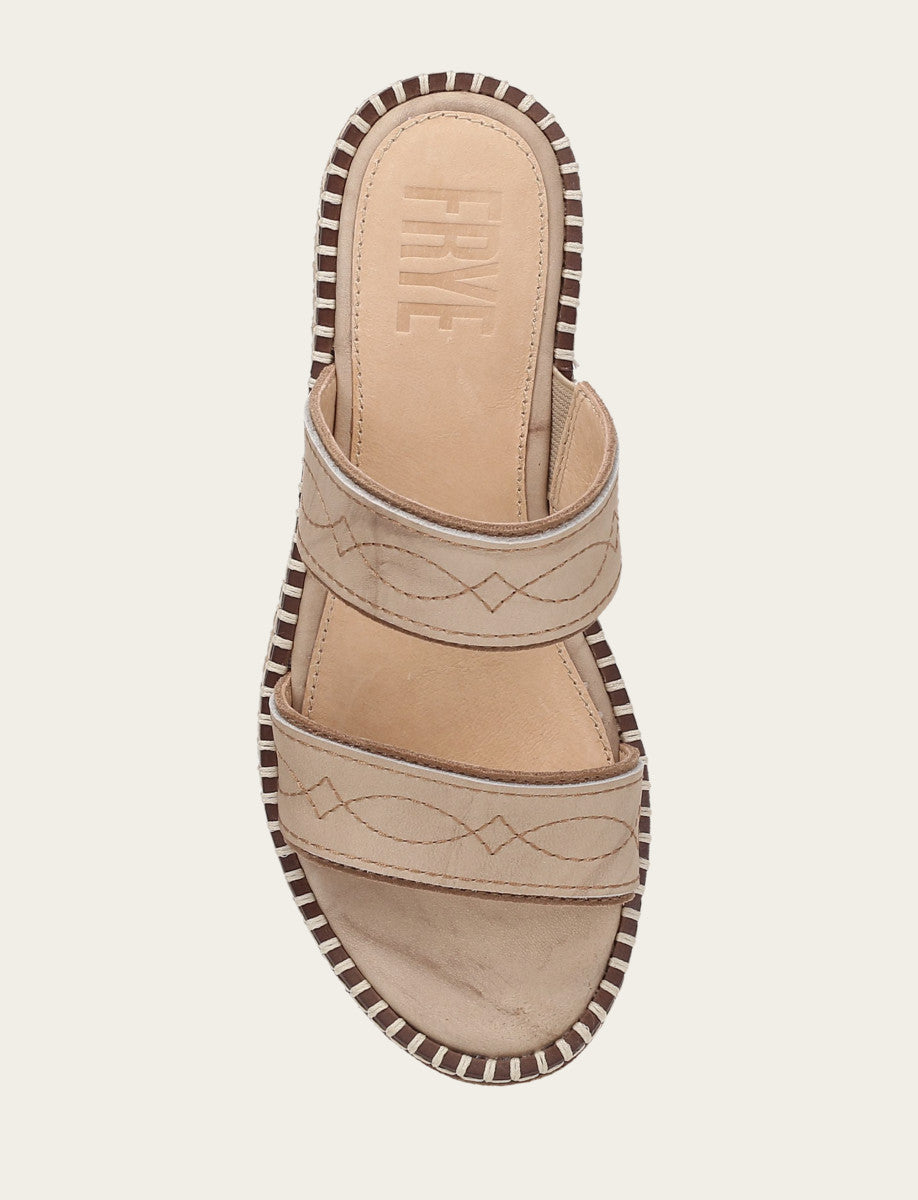 Frye Women's Almond Joy Woodstock 2 Band Platform Slide Sandals / Natural/ Almond