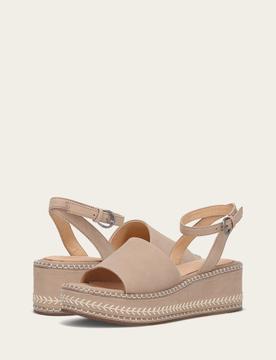 Frye Women's Clay Joy Ankle Strap Platform Sandals / Clay