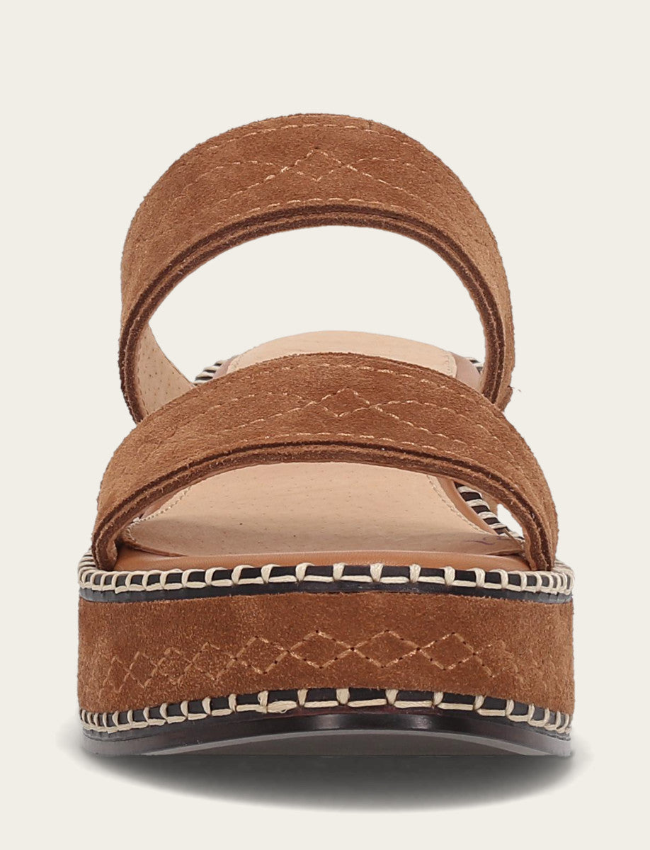 Frye Women's Bark Joy Woodstock 2 Band Platform Slide Sandals / Bark