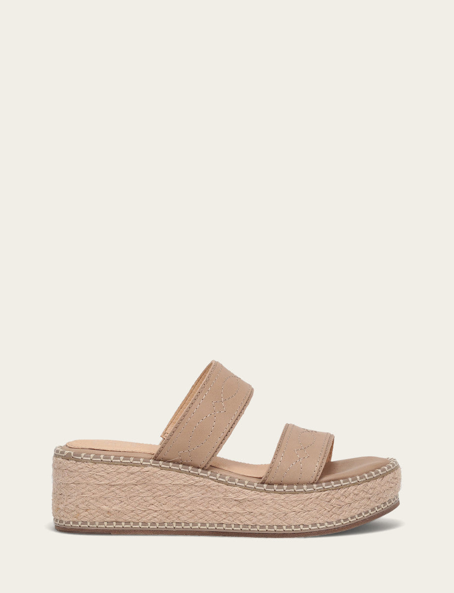 Frye Women's Clay Joy Woodstock 2 Band Platform Slide Sandals / Clay