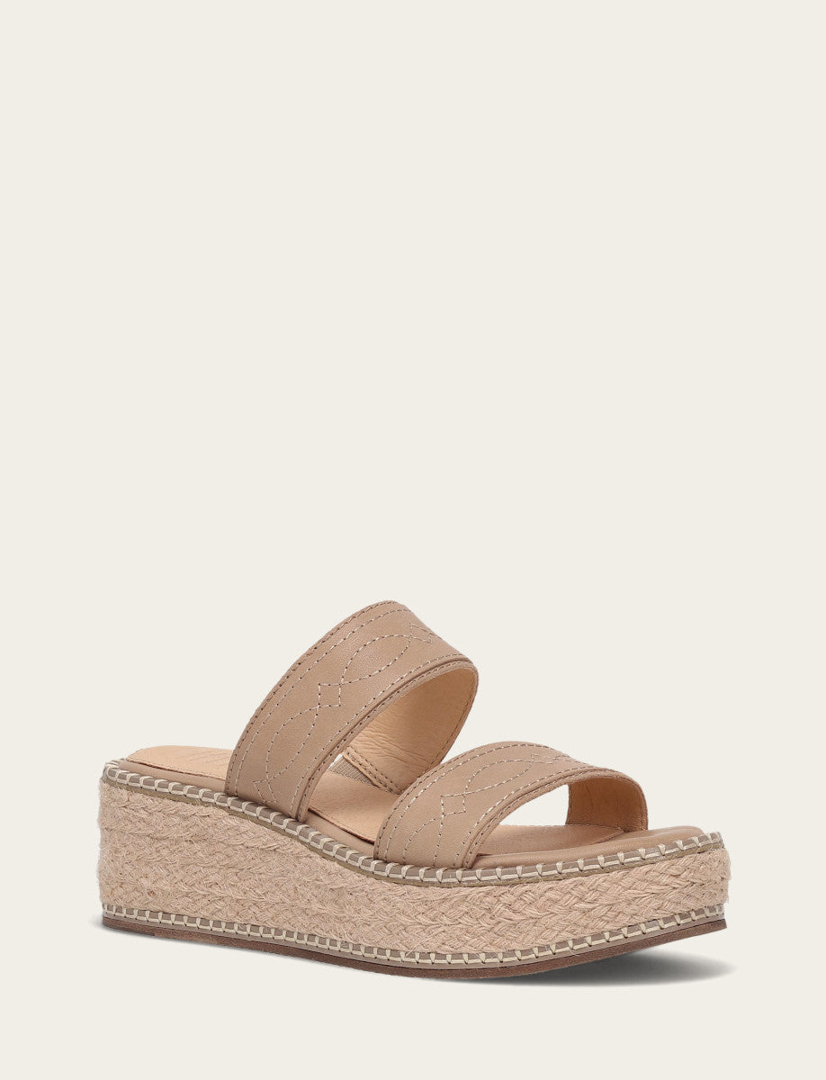 Frye Women's Clay Joy Woodstock 2 Band Platform Slide Sandals / Clay