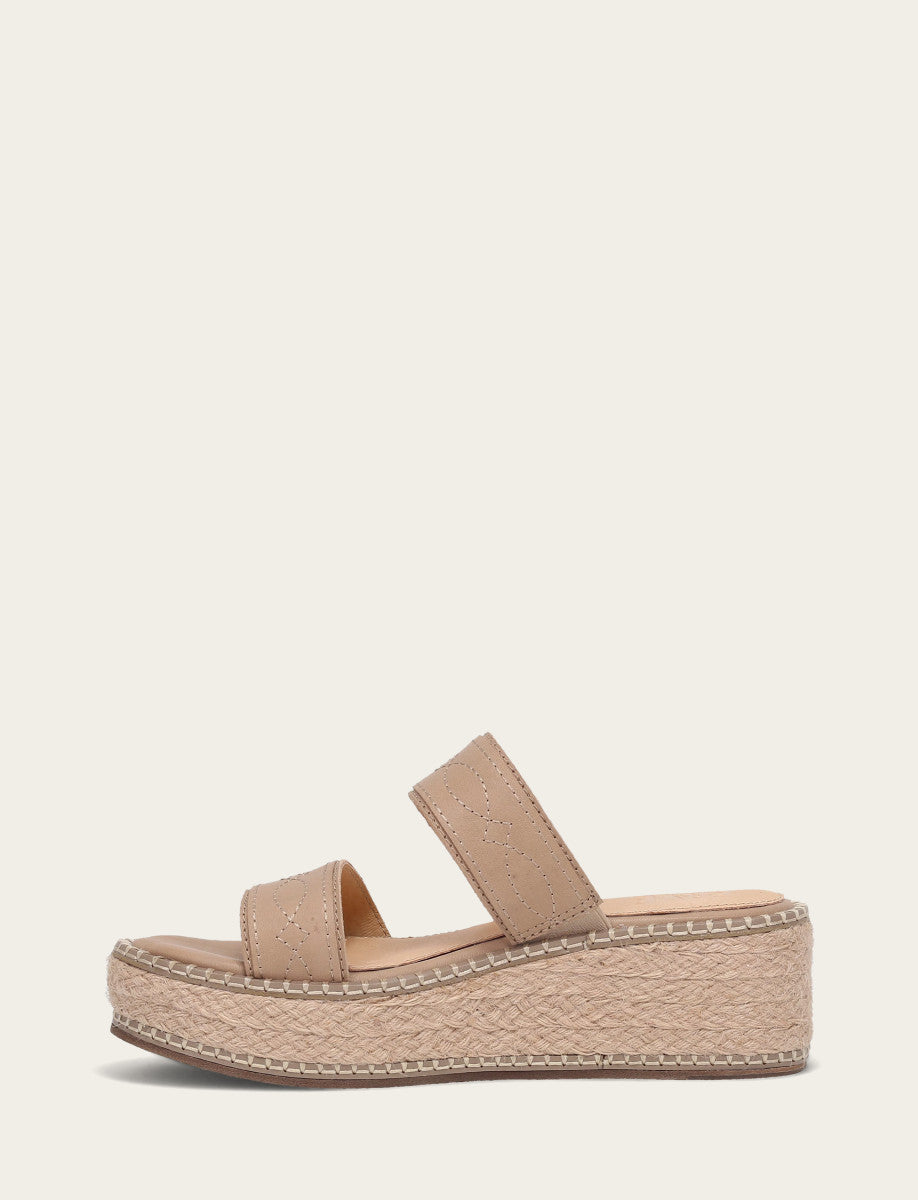 Frye Women's Clay Joy Woodstock 2 Band Platform Slide Sandals / Clay