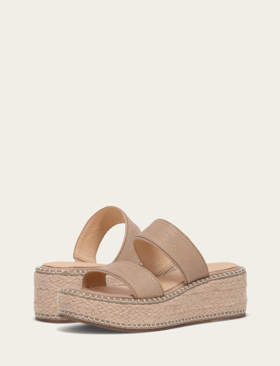 Frye Women's Clay Joy Woodstock 2 Band Platform Slide Sandals / Clay