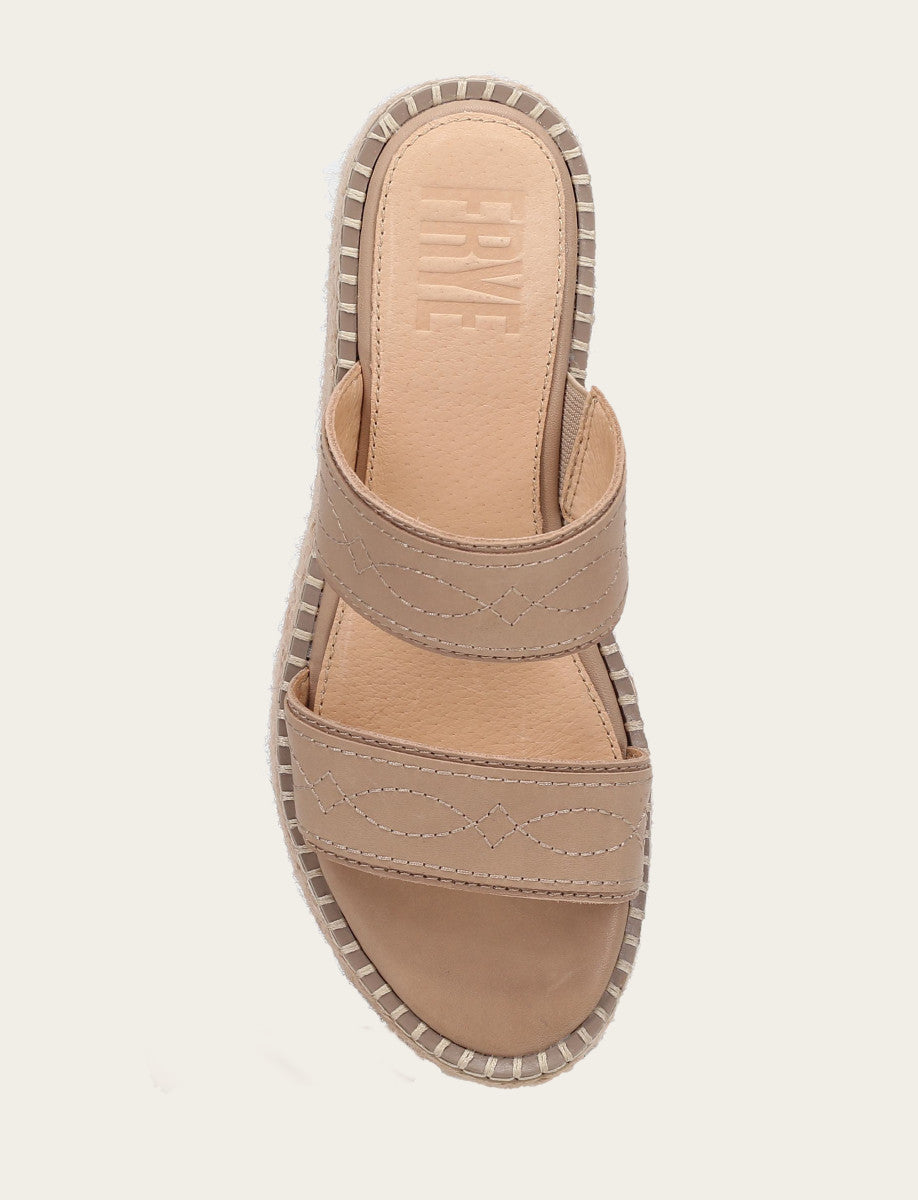 Frye Women's Clay Joy Woodstock 2 Band Platform Slide Sandals / Clay