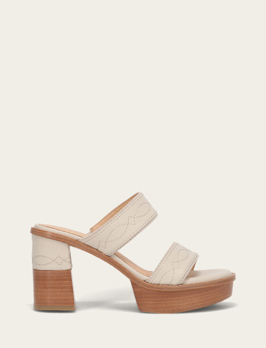Frye Women's Ivory Pipa Woodstock 2 Band Platform Sandals / Ivory