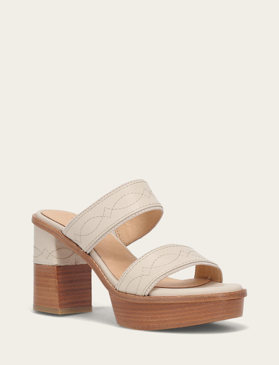 Frye Women's Ivory Pipa Woodstock 2 Band Platform Sandals / Ivory