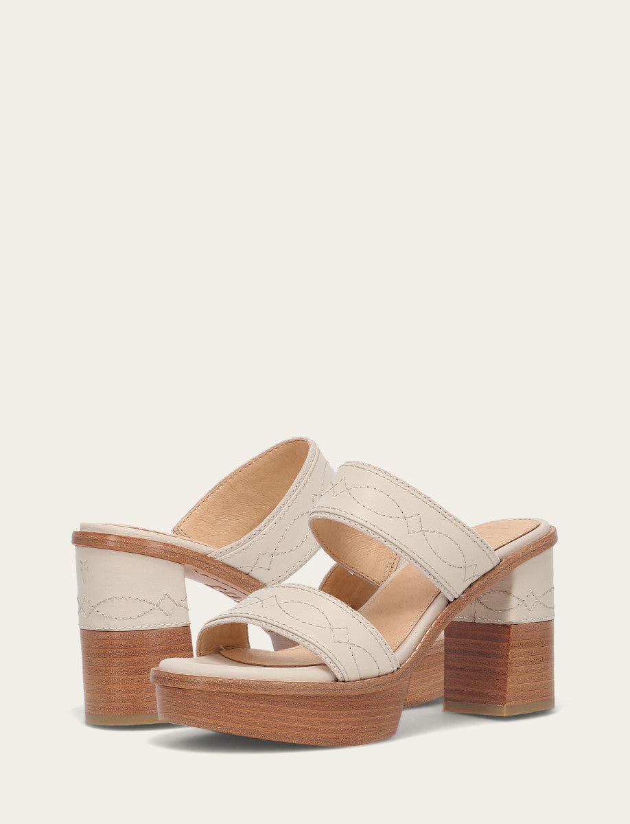 Frye Women's Ivory Pipa Woodstock 2 Band Platform Sandals / Ivory