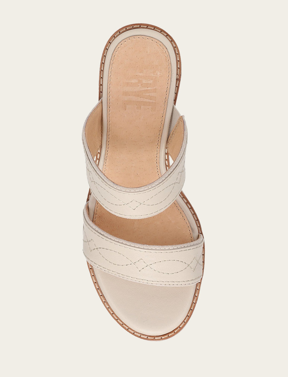 Frye Women's Ivory Pipa Woodstock 2 Band Platform Sandals / Ivory