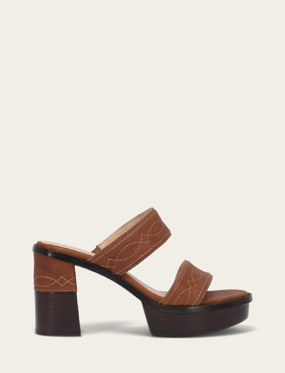 Frye Women's Saddle Pipa Woodstock 2 Band Platform Sandals / Saddle