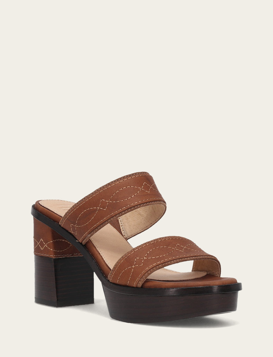 Frye Women's Saddle Pipa Woodstock 2 Band Platform Sandals / Saddle