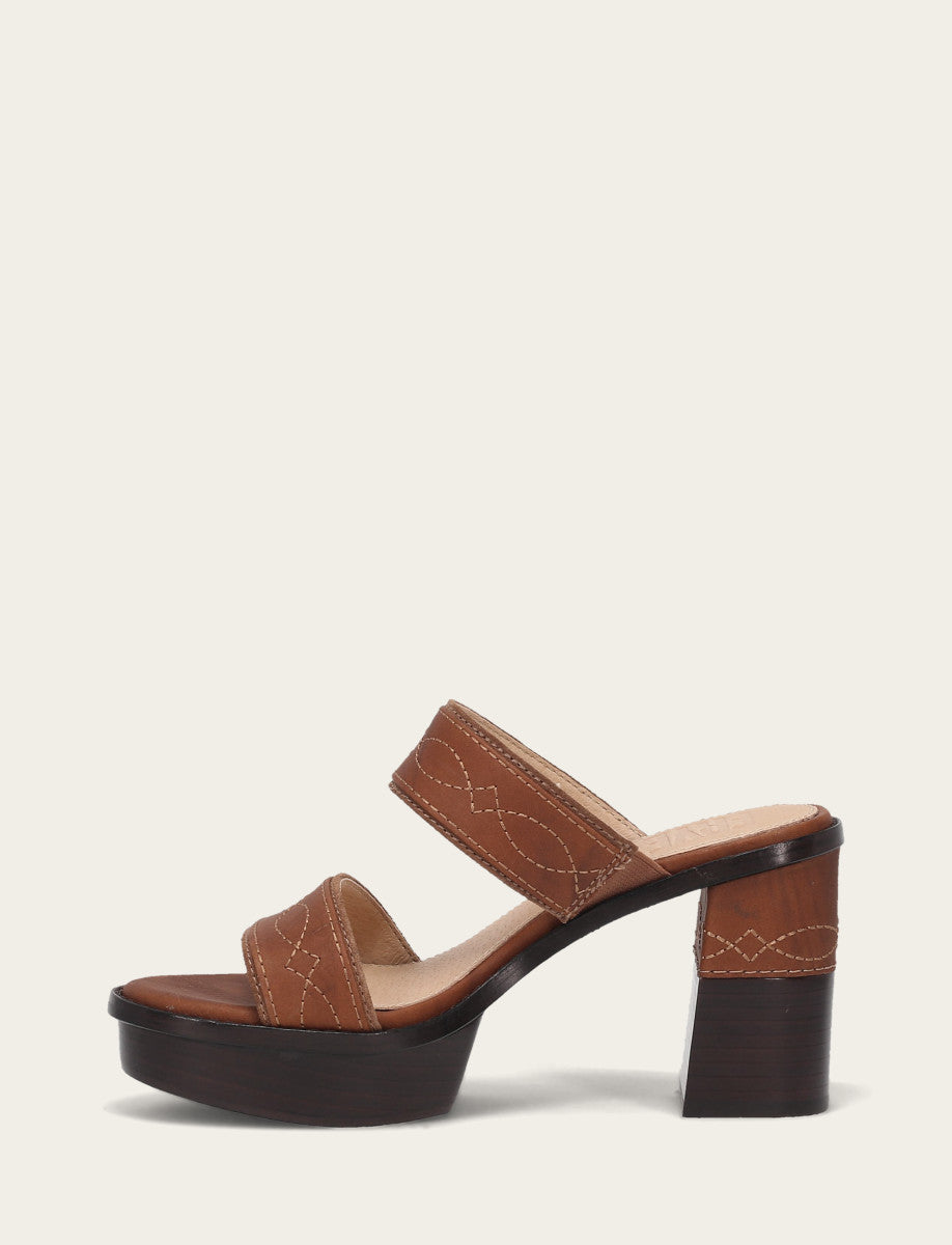 Frye Women's Saddle Pipa Woodstock 2 Band Platform Sandals / Saddle
