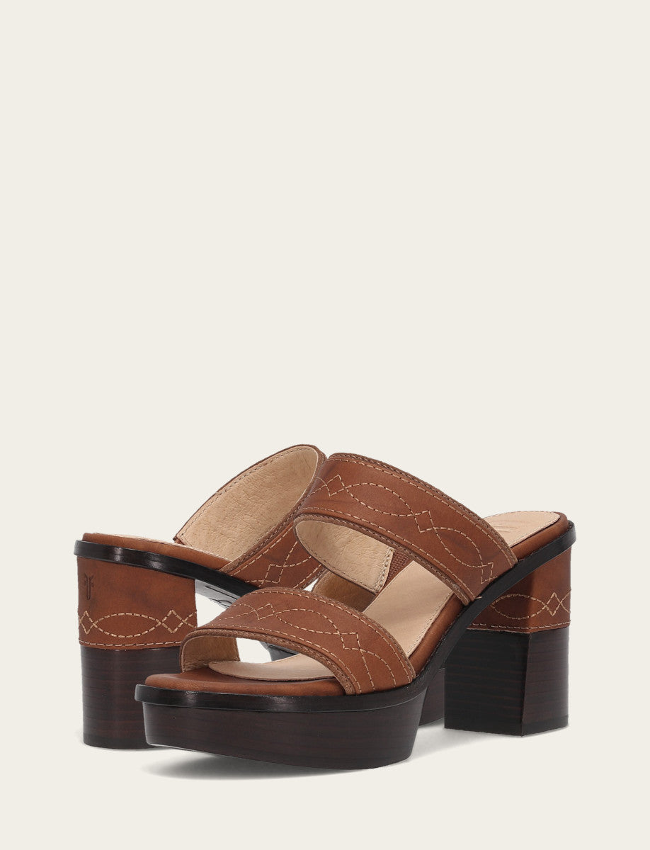 Frye Women's Saddle Pipa Woodstock 2 Band Platform Sandals / Saddle
