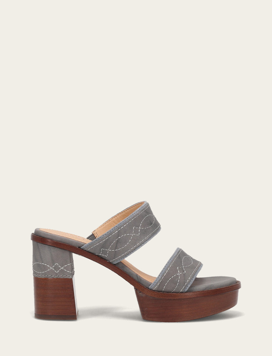 Frye Women's Grey Sky Pipa Woodstock 2 Band Platform Sandals / Grey Sky