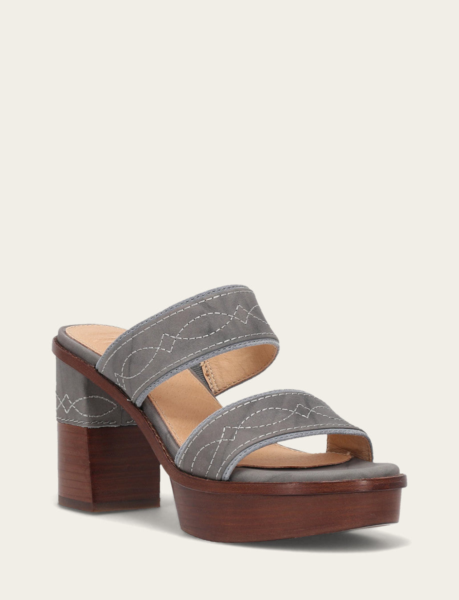 Frye Women's Grey Sky Pipa Woodstock 2 Band Platform Sandals / Grey Sky