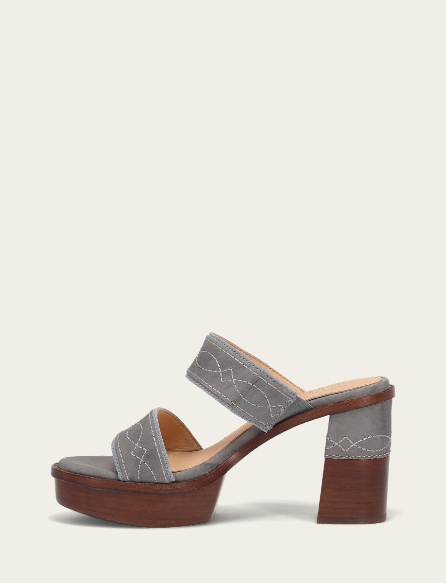 Frye Women's Grey Sky Pipa Woodstock 2 Band Platform Sandals / Grey Sky