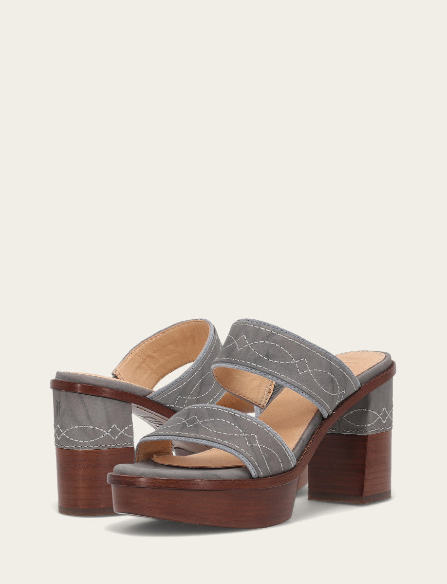 Frye Women's Grey Sky Pipa Woodstock 2 Band Platform Sandals / Grey Sky