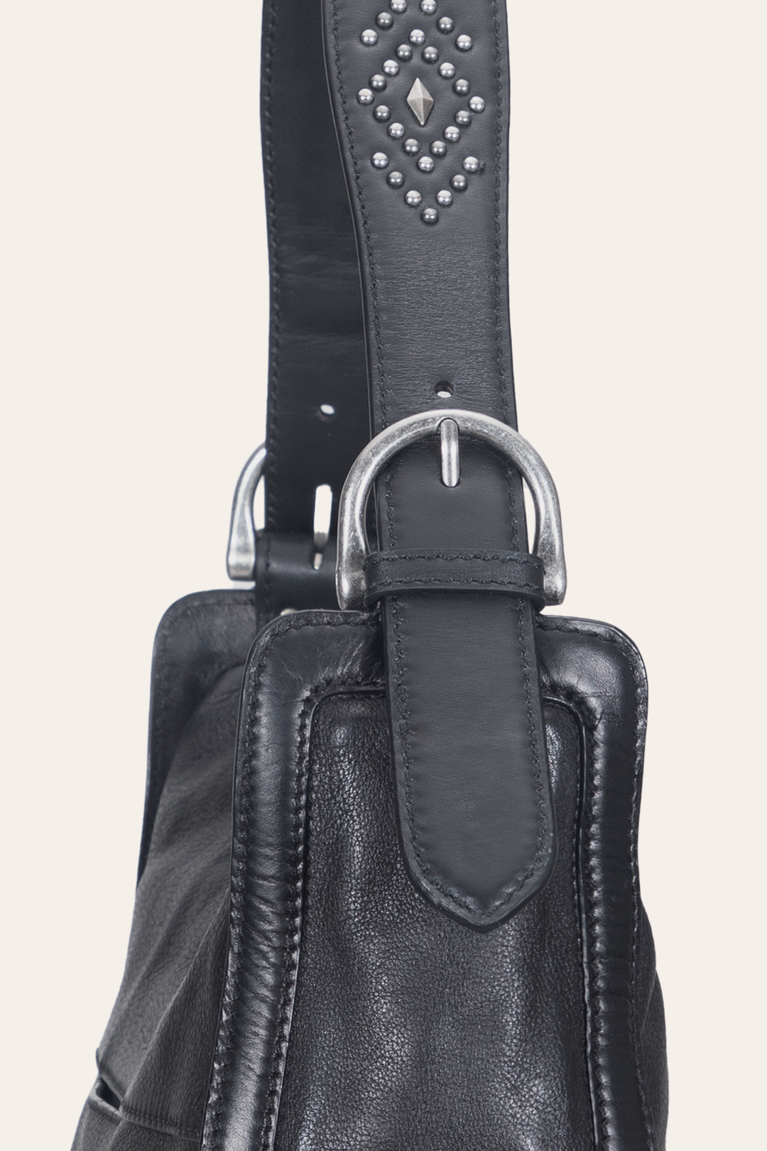 Frye Women's Black Carla Studded Hobo Handbag / Black