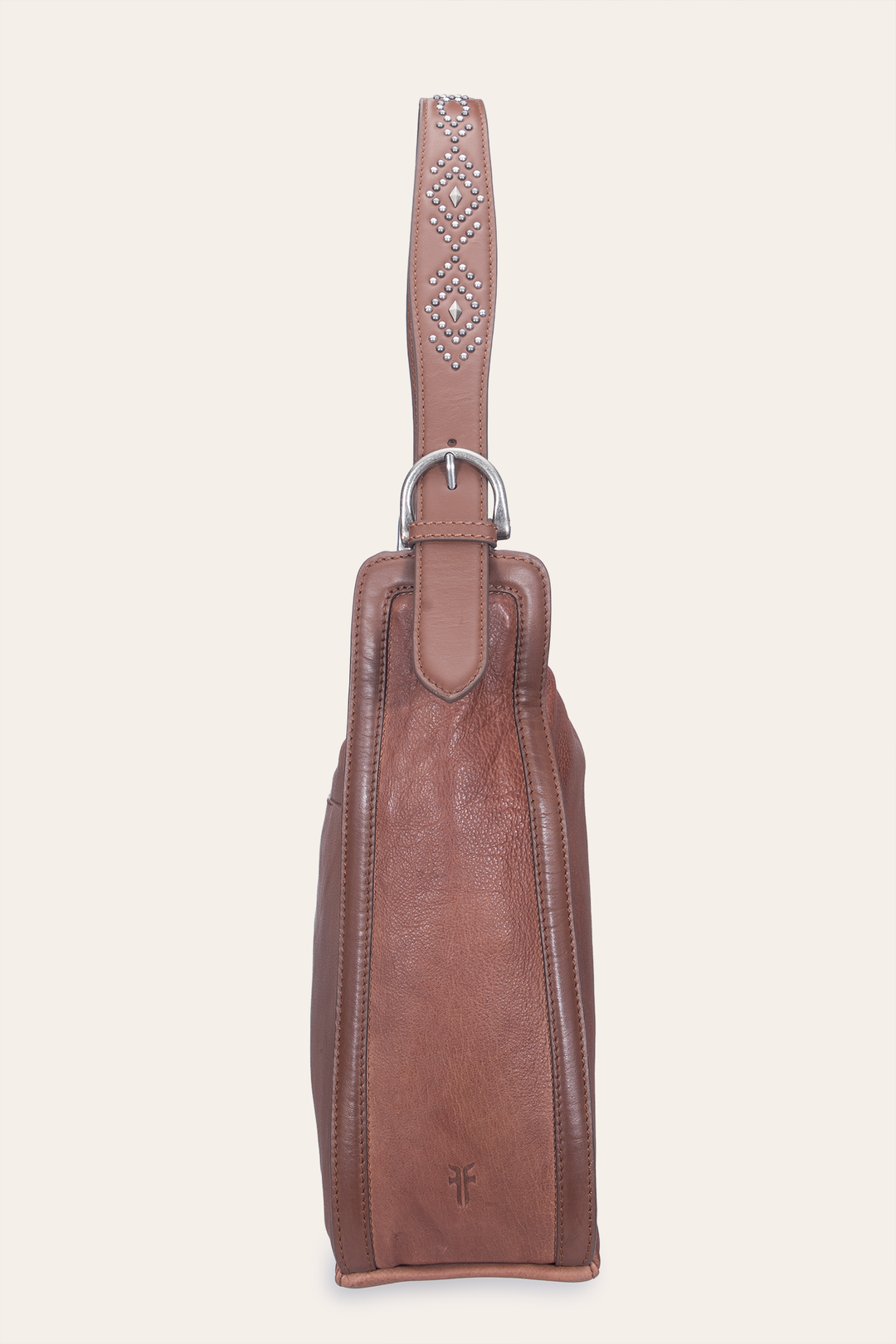 Frye Women's Cognac Carla Studded Hobo Handbag / Cognac