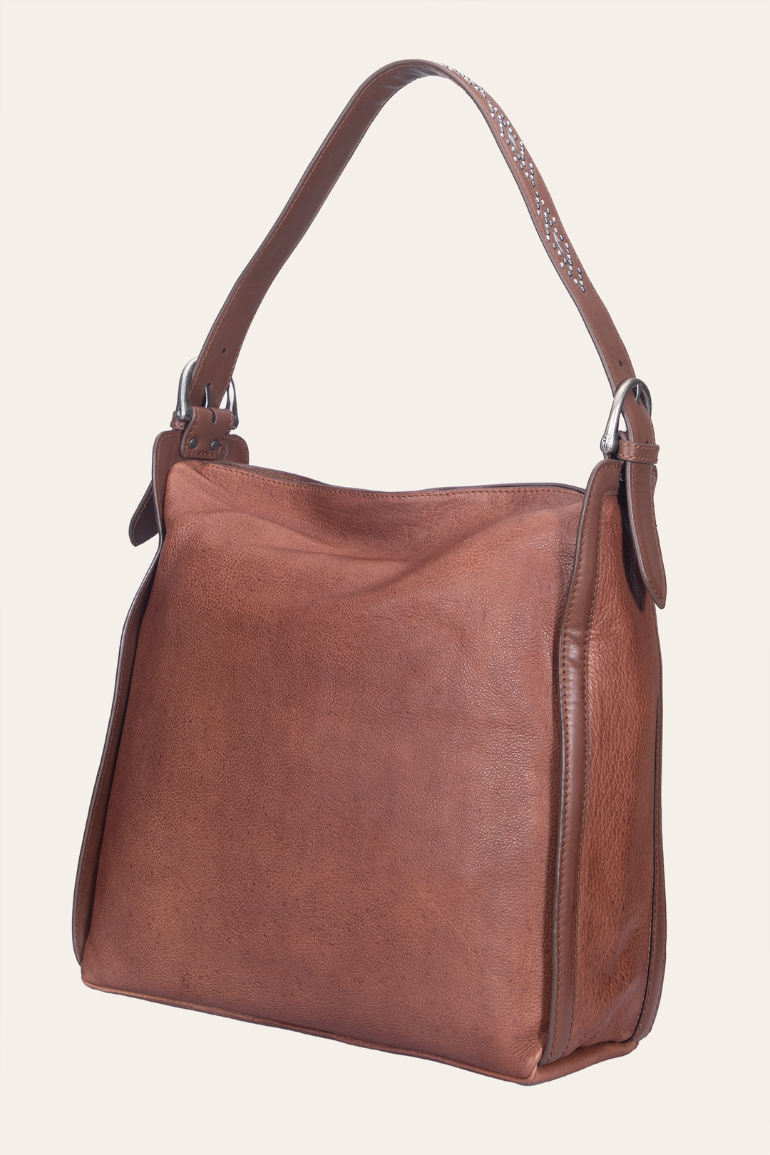 Frye Women's Cognac Carla Studded Hobo Handbag / Cognac