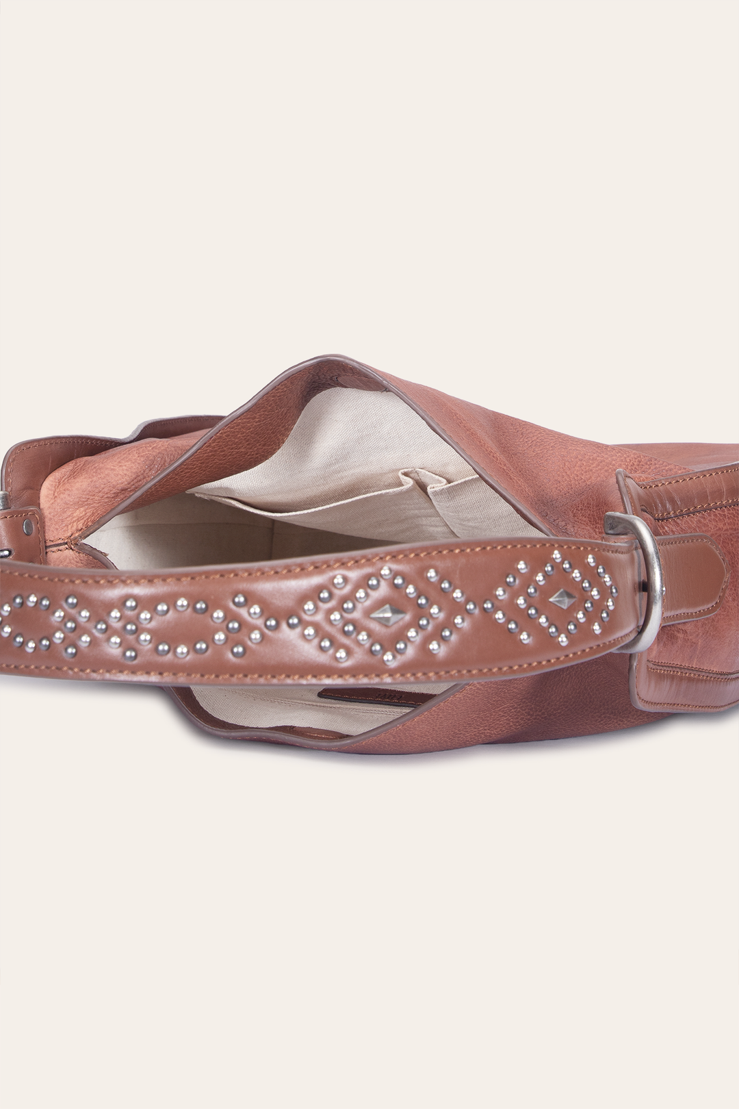 Frye Women's Cognac Carla Studded Hobo Handbag / Cognac
