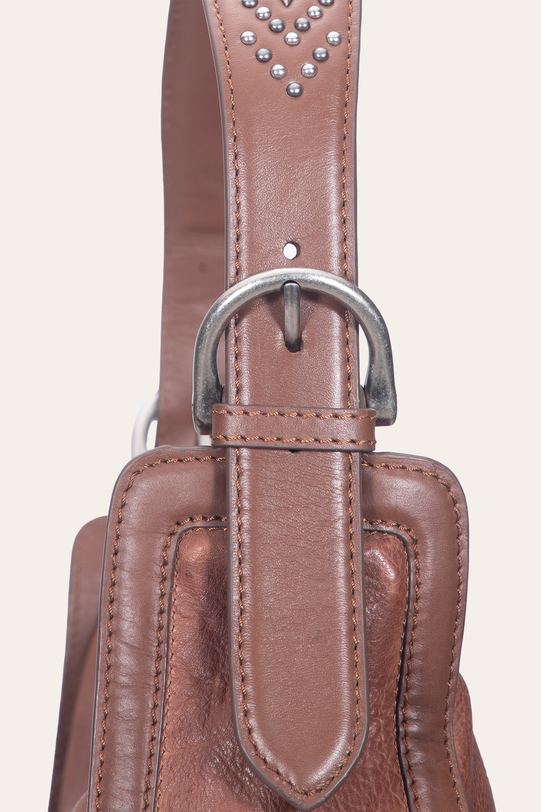Frye Women's Cognac Carla Studded Hobo Handbag / Cognac