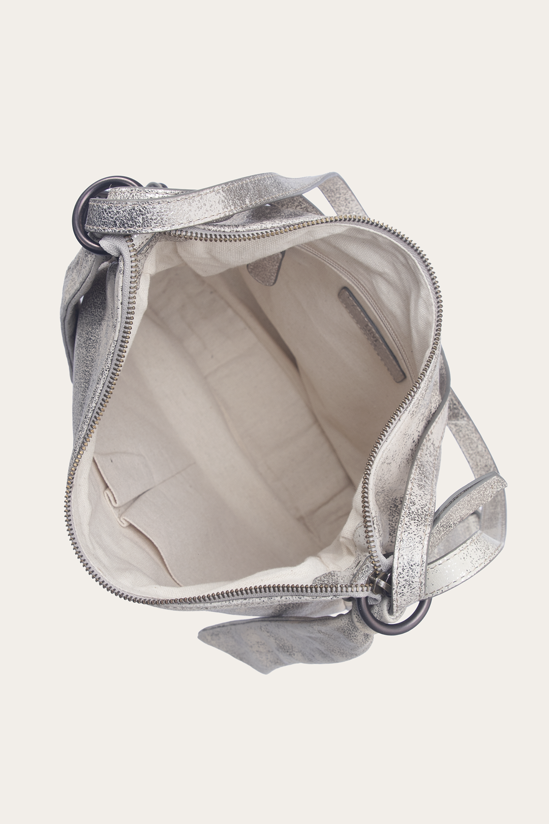 Frye Women's Nora Backpack Hobo Handbag / Cream Metallic