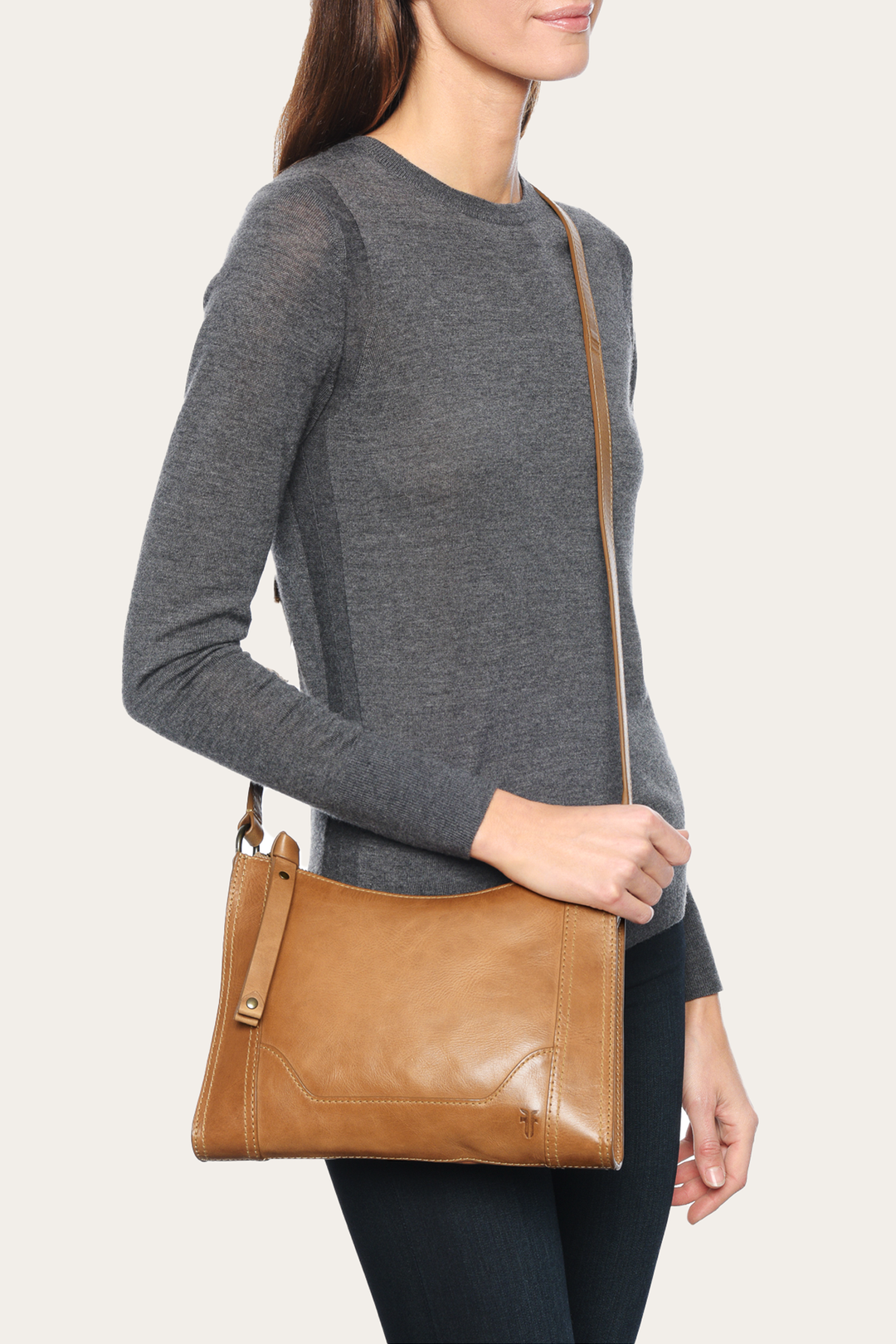 Frye Melissa Zip Crossbody in Beige / Beige