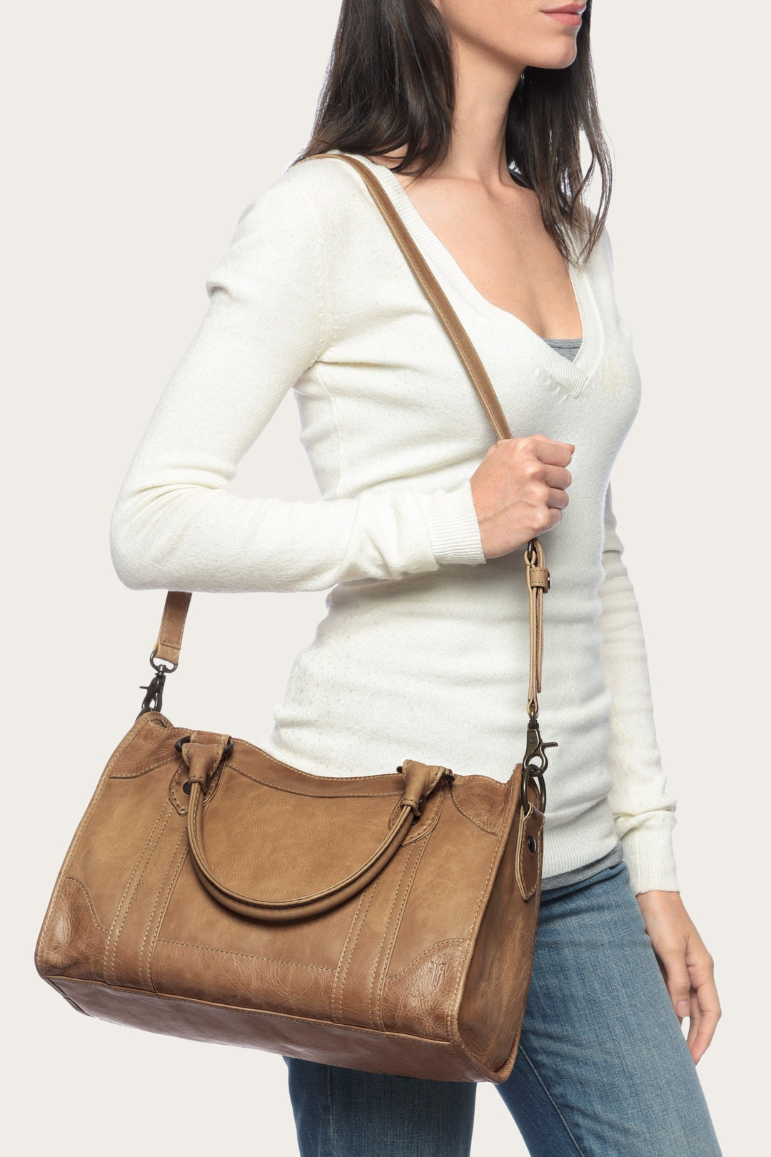 Frye Melissa Beige Satchel / Beige