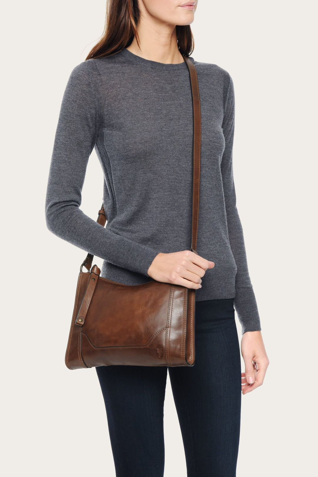 Frye Melissa Cognac Zip Crossbody / Cognac