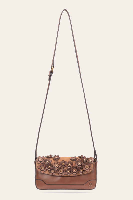 Frye Cognac Melissa Floral Convertible Mini Flap / Cognac