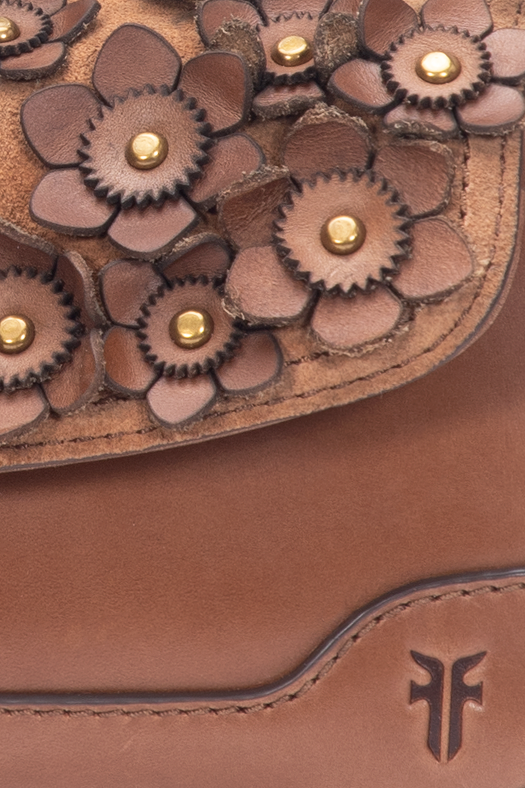 Frye Cognac Melissa Floral Convertible Mini Flap / Cognac